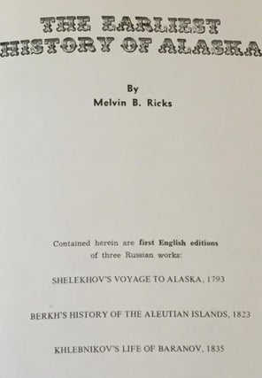 The Earliest History of Alaska