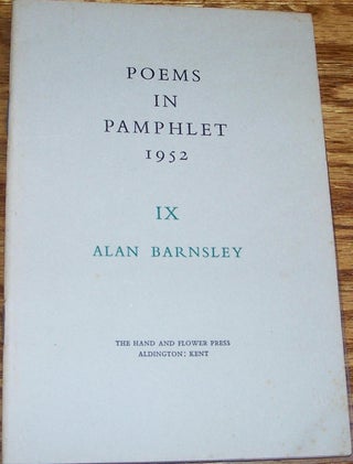Item #022382 Poems in Pamphlet 1952, IX, The Frog Prince and Other Poems. Alan BARNSLEY