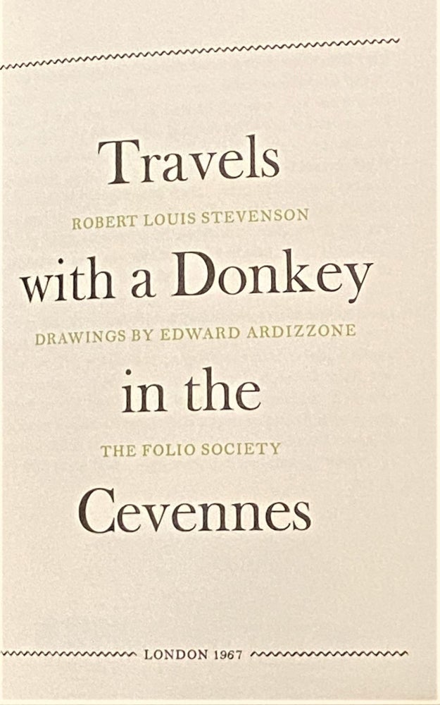 Item #62922 Travels with a Donkey in the Cevennes. Edward Ardizzone Robert Louis Stevenson.