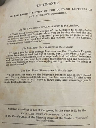 Cottage Lectures; Or, the Pilgrim's Progress Practically Explained