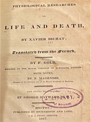 Physiological Researches on Life and Death
