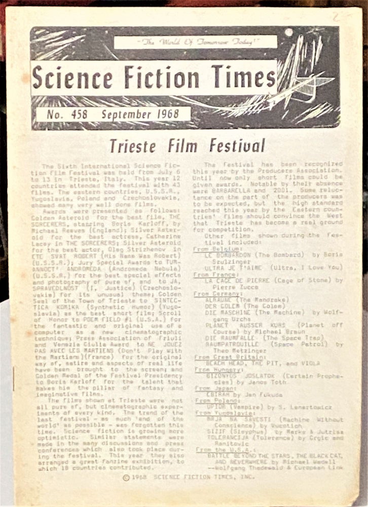 Item #67892 Science Fiction Times No. 458, September 1968. Ann F. Dietz.