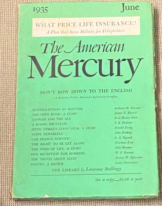 Item #68188 The American Mercury June, 1935. Ford Madox Ford James T. Farrell, others