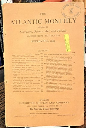 Item #68660 The Atlantic Monthly, September 1880. Thomas Bailey Aldrich Mark Twain, others,...