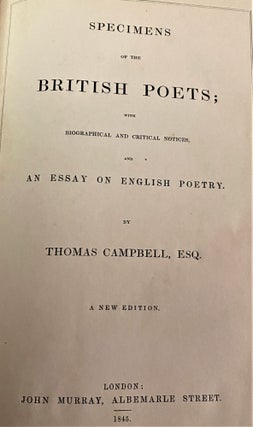Specimens of the British Poets; with Biographical and Critical Notices and An Essay on English Poetry