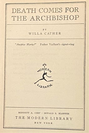 Item #70708 Death Comes for the Archbishop. Willa Cather