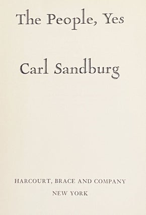 Item #75001 The People, Yes. Carl Sandburg