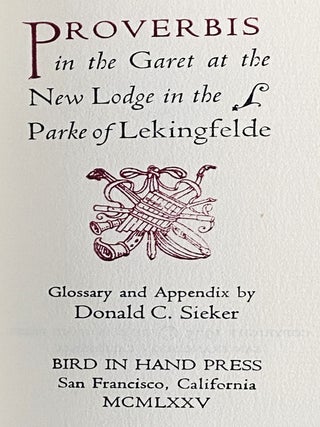 Proverbis in the Garet at the New Lodge in the Parke of Lekingfelde