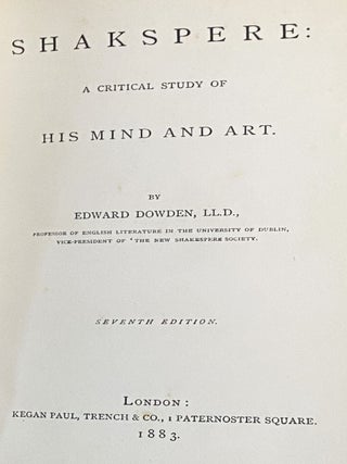 Shakspere: A Critical Study of His Mind and Art.