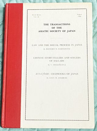 Item #76032 The Transactions of the Asiatic Society of Japan, Third Series, Vol. 10, August 1968;...