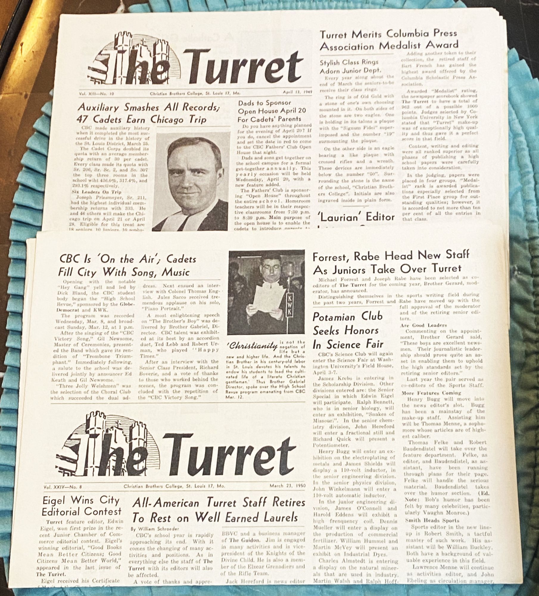 Christian Brothers College CBC student Newspaper, 2 issues, “The Turret ...