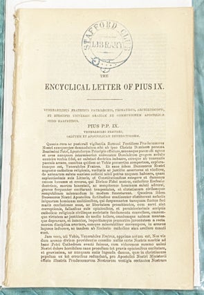 Item #76558 The Encyclical Letter Of Pius IX. Pius P. P. IX