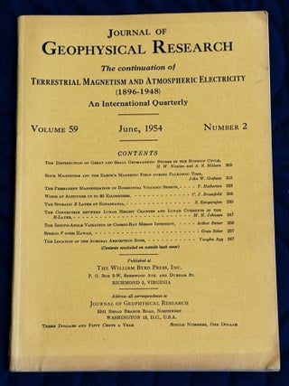 Item #80082 Journal of Geophysical Research. the Continuation of Terrestrial Magnetism and...