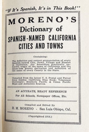 Moreno's Dictionary of Spanish - Named California Cities and Towns