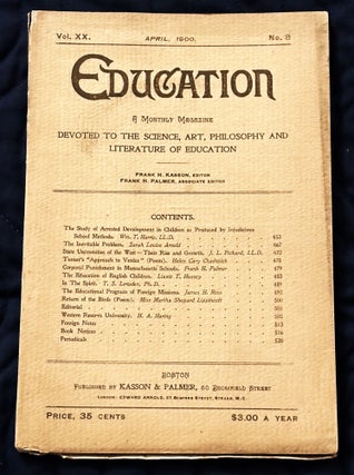Item #81540 Education, April 1900. Frank H. Kasson, associate Frank H. Palmer