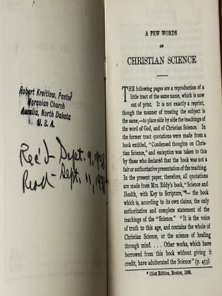 A Few Words on Christian Science