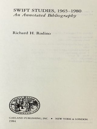Swift Studies, 1965-1980, An Annotated Bibliography