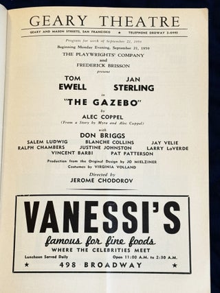 The Playgoer, Geary Theatre, "The Gazebo" featuring Tom Ewell, Jan Sterling, September 21, 1959
