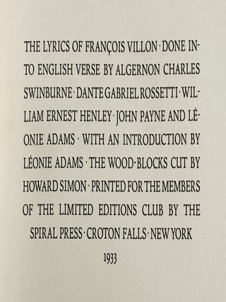 The Lyrics of Francois Villon