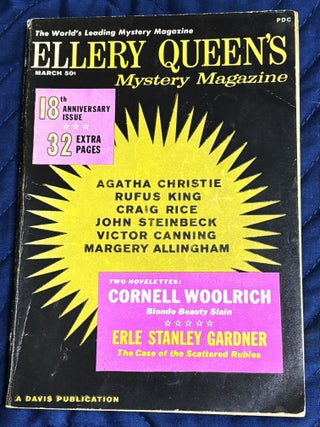 Item #83464 Ellery Queen's Mystery Magazine March 1959. Cornell Woolrich Ellery Queen, others,...