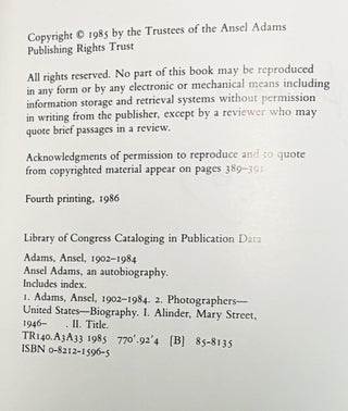 Ansel Adams, An Autobiography