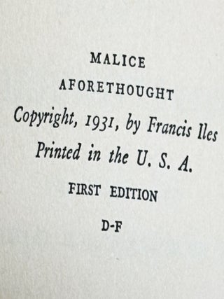 Malice Aforethought, The Story of a Commonplace Crime