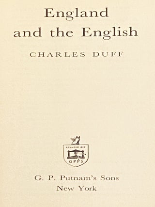 Item #E10792 England and the English. Charles Duff