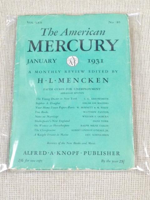 Item #E4397 The American Mercury, January 1931. H. L. Mencken, Ralph Milne Farley Edgar Lee Masters, Others.