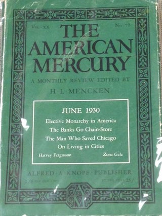 Item #E8883 The American Mercury, June 1930. Zona Gale, James Oppenheim, H L. Mencken